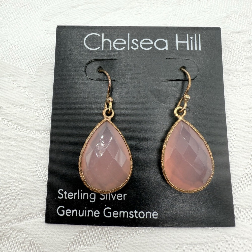 NWT Chelsea Hill‎ 925 with Gold Overlay Rose Quartz Earrings